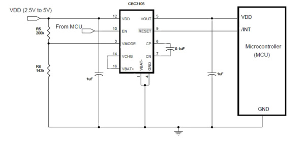 EnerChip CBC3105 The higher voltage mode of the EnerChip CBC3105